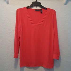 Bright pink silky tunic top